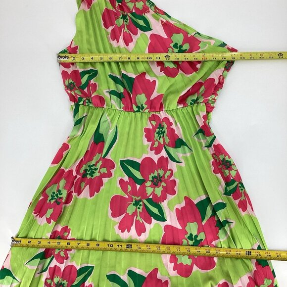 Gingham & Heels Womens One Shoulder Midi Dress Jacquard Romantic Floral Sz 16 - Picture 6 of 16